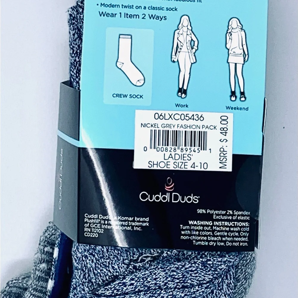 NWT Women’s Bundle of 3, 6-pack Cuddl Duds Casual Socks - Blue, Black, Gray (18)
